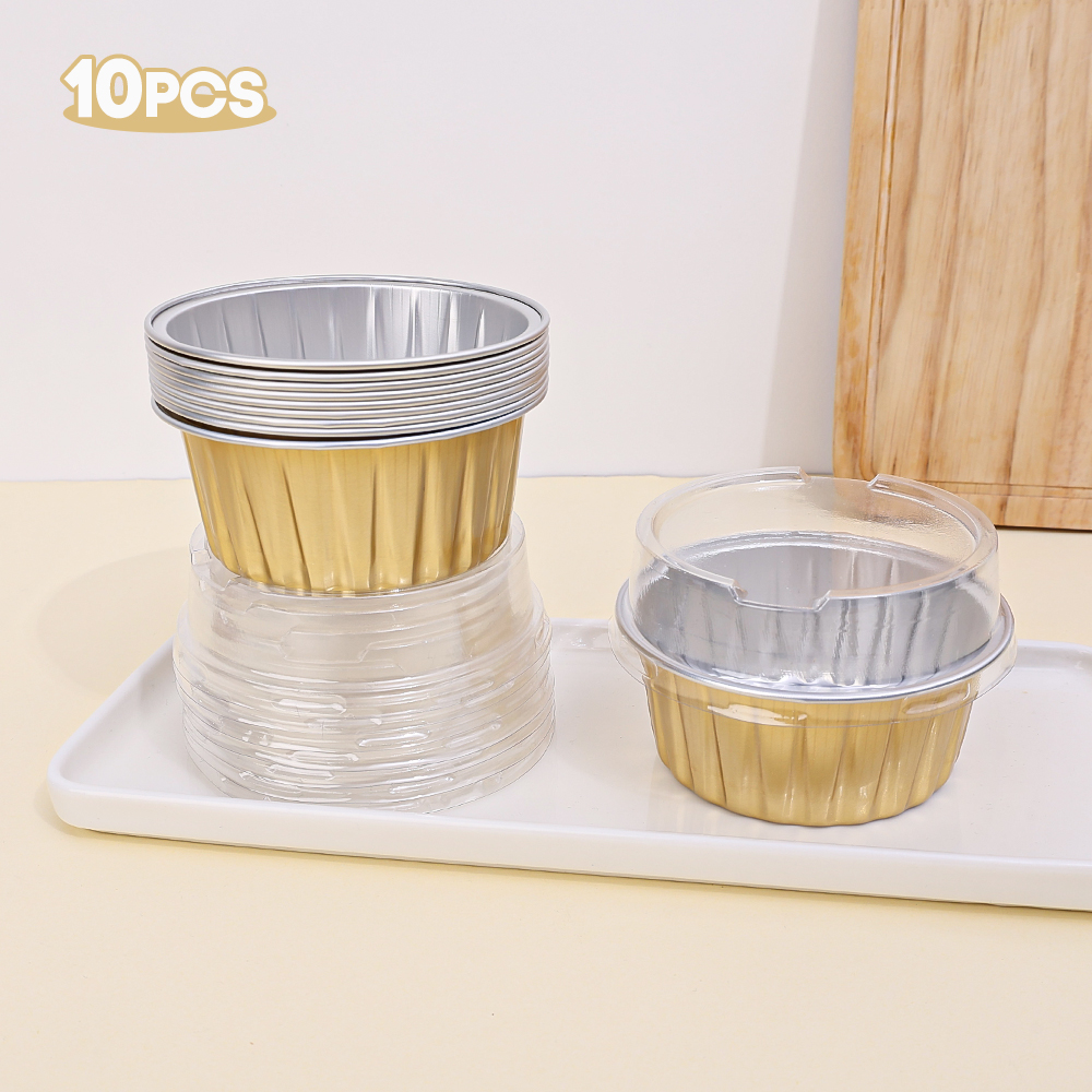5/10x Gold Thickened Aluminum Foil Cups Rectangular Paper Cupcake Liner Baking Muffin Molds