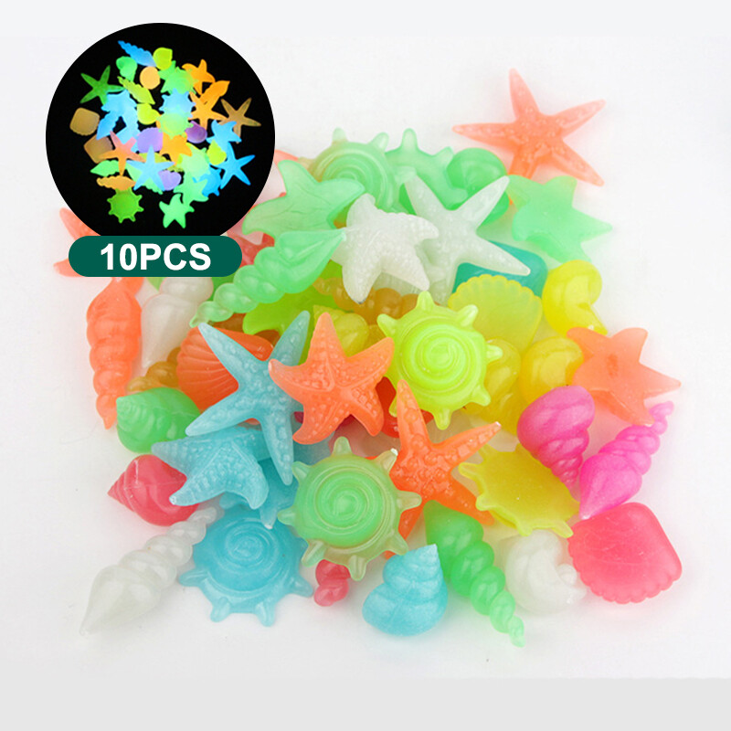 Yuanhesheng 10PCS Luminous Glowing Stones Starfish Shell Shaped Decorative Pool Landscape
