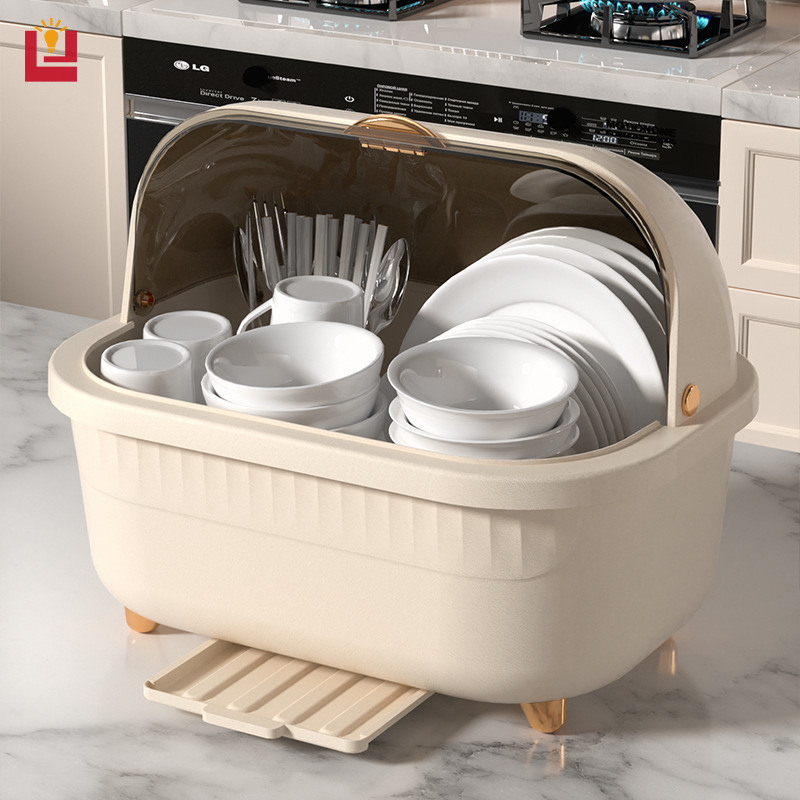 YONUO Kitchen drain bowl rack with lid, plastic cupboard, chopsticks, cutlery storage box, dish rack, drip bowl rack