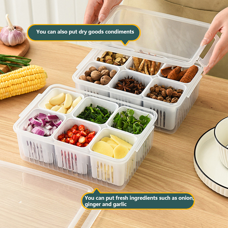 Storage Box Household Onion Ginger Garlic Preservation Box Kitchen Refrigerator Fruit Food Preservation Drain Box