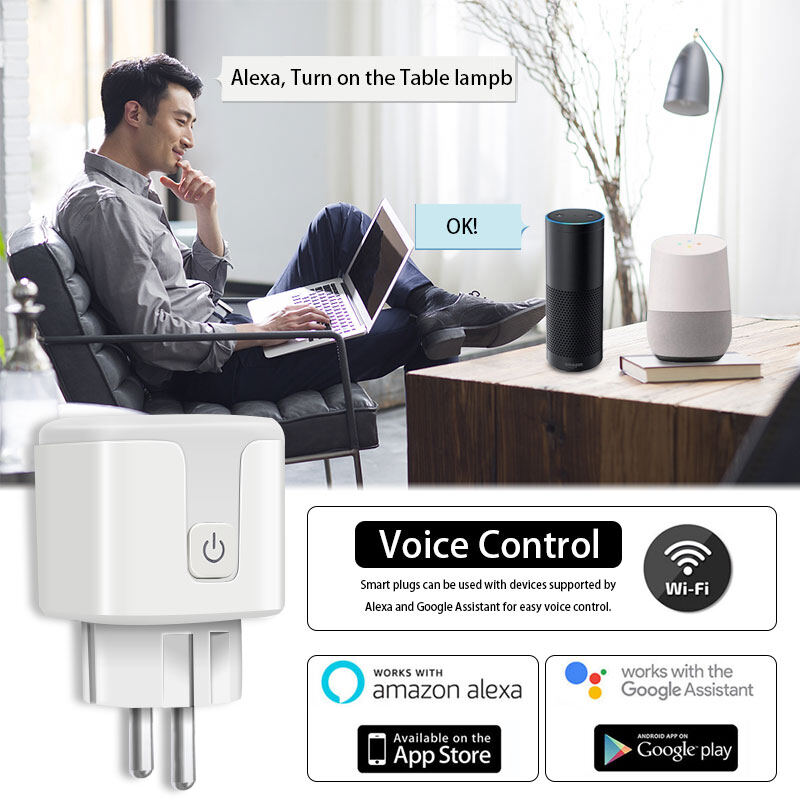 Burstore 【Thanh Toán Khi Nhận Hàng/Hàng Có Sẵn】ổ Cắm Từ Xa Không Dây WIFI Phích Cắm EU Chất Lượng Cao Phích Cắm Hẹn Giờ Thông Minh 100-240V 16A Điều Khiển Bằng Giọng Nói Ổ Cắm Điện Thông Minh PC Chống Cháy Tại Nhà EU Thống Kê Điện Với Alexa
