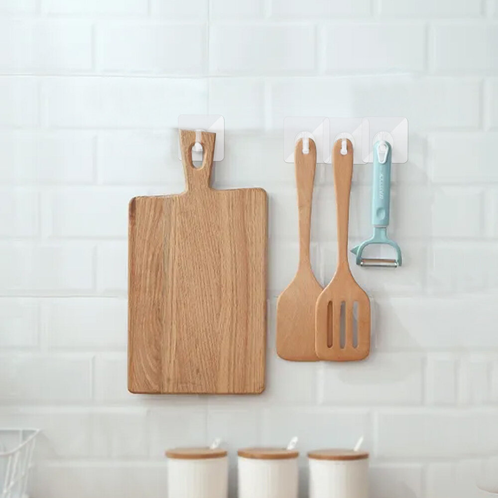 Transparent Thickened Hook Seamless Adhesive Hook High Load-bearing Wall Mount Strong Hook Kitchen Bathroom Non-punching Towel Rack