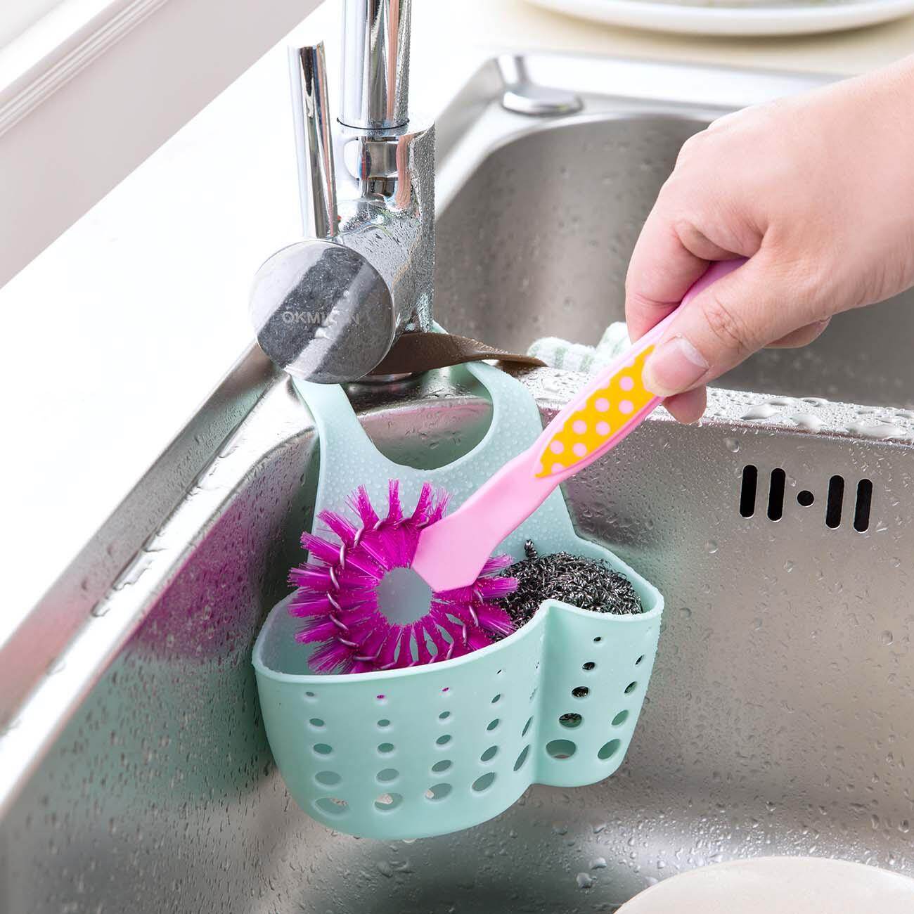 CNMF Sink Drain Basket Hanging Storage Rack Sponge Brush Holder