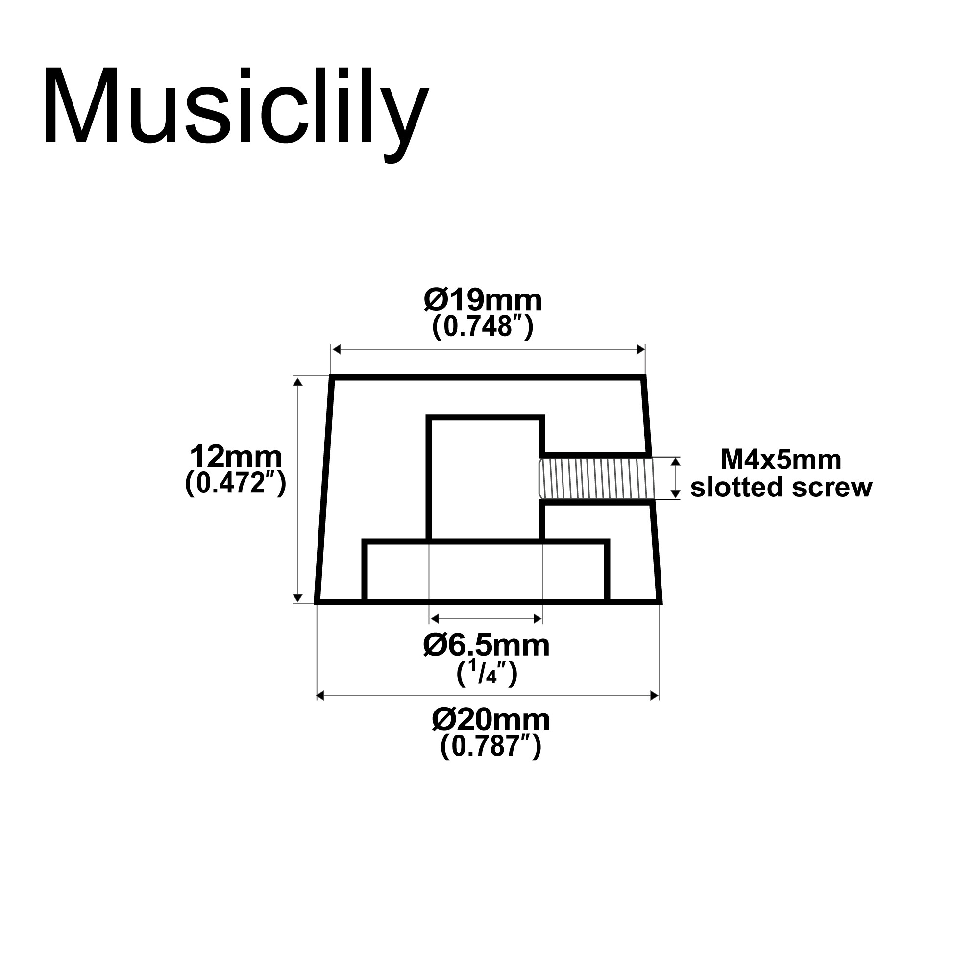 Musiclily Pro Đế Quốc 1/4 inch Nhựa cổ điển Thùng Bộ khuếch đại âm thanh Guitar núm điều khiển với bộ vít cho Fender amp phong cách phổ chậu (Bộ 6)