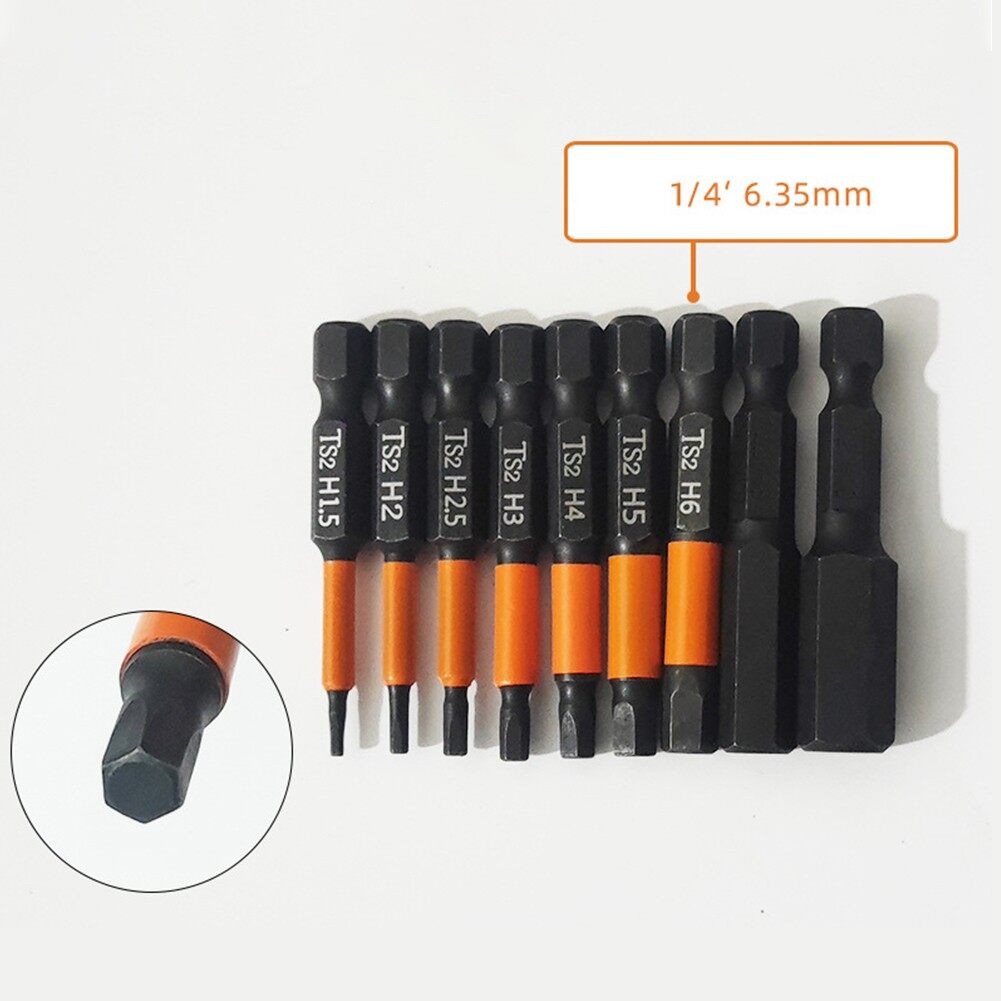 Toolstar 50mm Length Screwdriver Bits 9pcs Set Alloy Steel Black Hex Screwdriver Bit