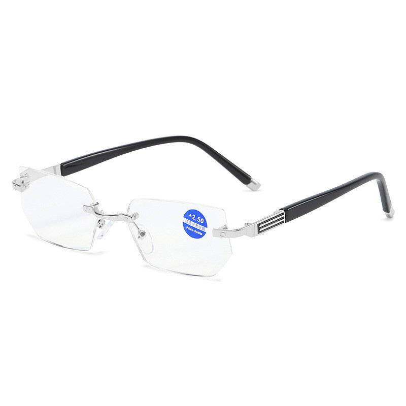 Reading Glass for Women New Anti-blue Light Presbyopic Glasses Frameless Diamond Cutting Edge Glasses Metal Presbyopic Glasses PTQ