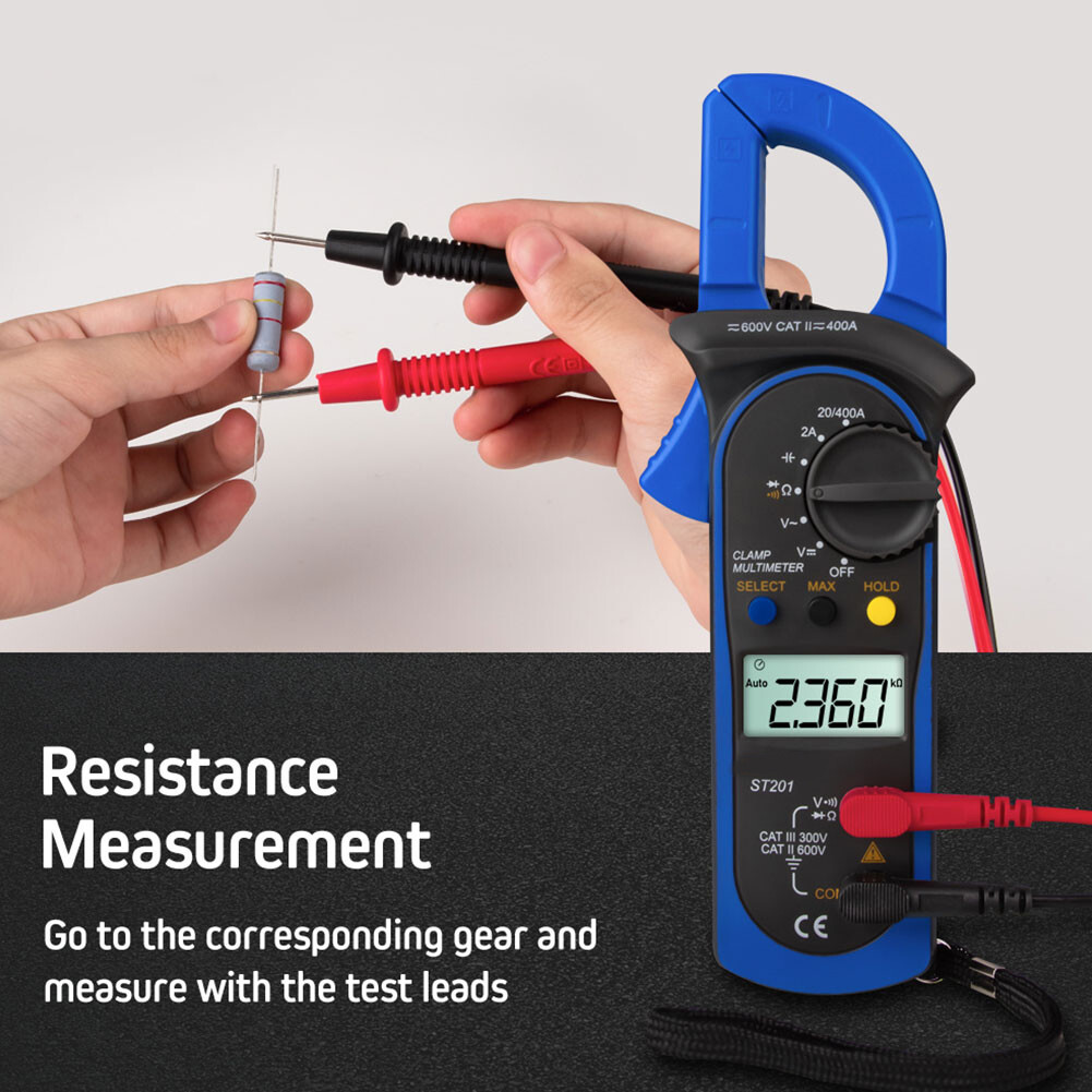 ST201 Automatic Digital Clamp Meter Current Multimeter DC/AC Voltage Resistance Diode Tester