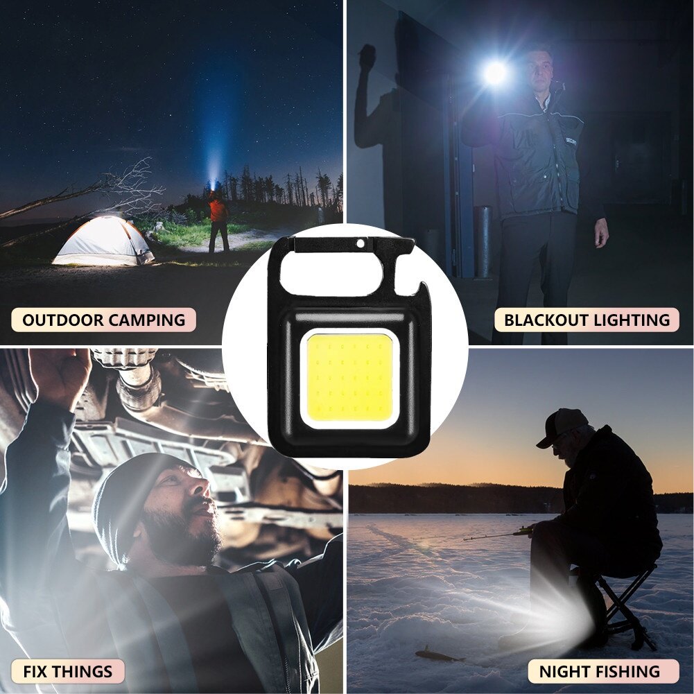 Flashlight Usb Rechargeable Torch Light Keychain Led Working Lamp Highlight Cob Light Outdoor Camping Lighting Light