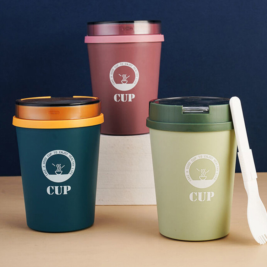 500ml Cup shape Lunch Box Portable Soup Porridge Cup For Kids Microwave Plastic Bento Box Student Sealed Food Container Box