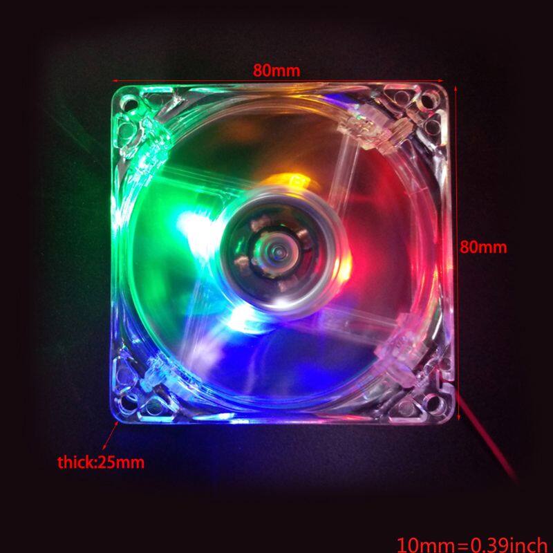 1 Cái 8Cm Khẩu Độ Kép Nhiều Màu Im Lặng LED Vỏ Máy Tính PC Quạt Làm Mát 12V Quạt Làm Mát