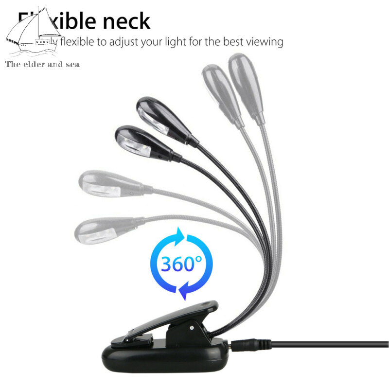 Elder Sea Clip-on Led Light 2pcs Arms Multipurpose Adjustable Dimmable Rechargeable Super Bright Reading Lamp