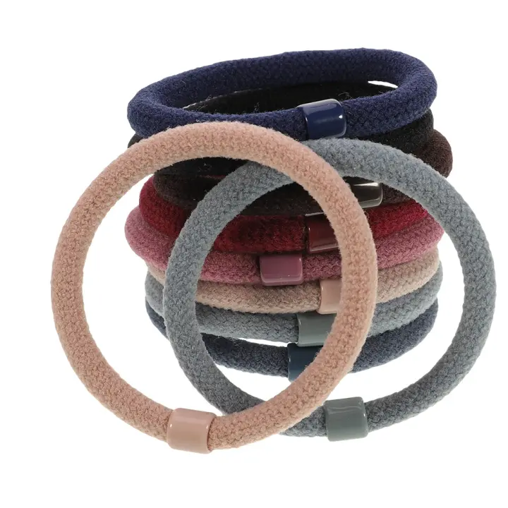 Yiqu 20 Pcs Cotton Hair Ties Seam Elastic Multicolored Hair Bands