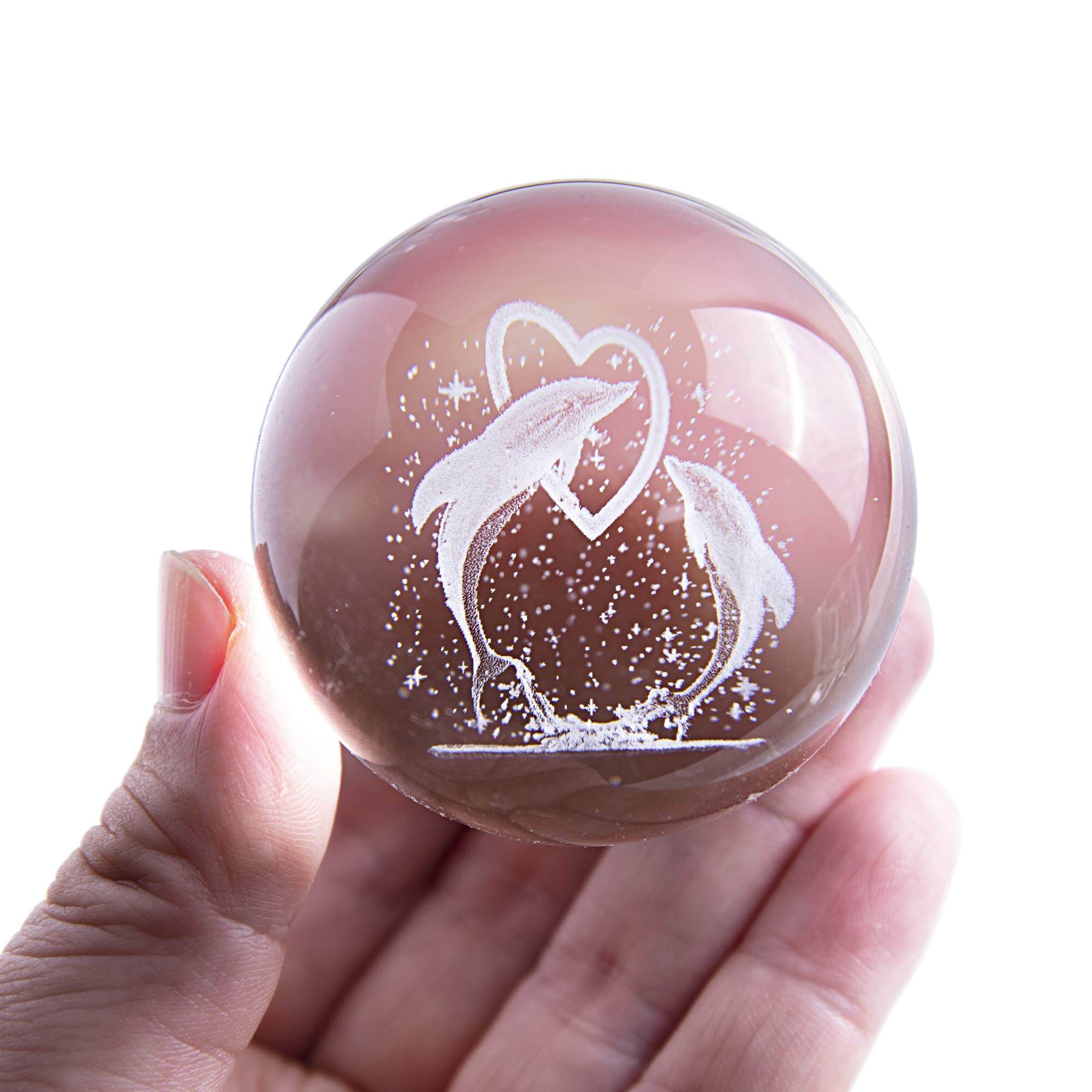 60MM 3D Animal Crystal Ball Paperweight Figurines with Stand（elephant, wolf, hummingbird, owl, turtle, butterfly, eagle, rabbit, dolphin）