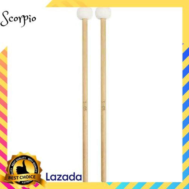 BEST SELLER 1 Pair Felt Mallets Drum Sticks with Wood Handle for Percussion Instrument White (Standard) Malaysia