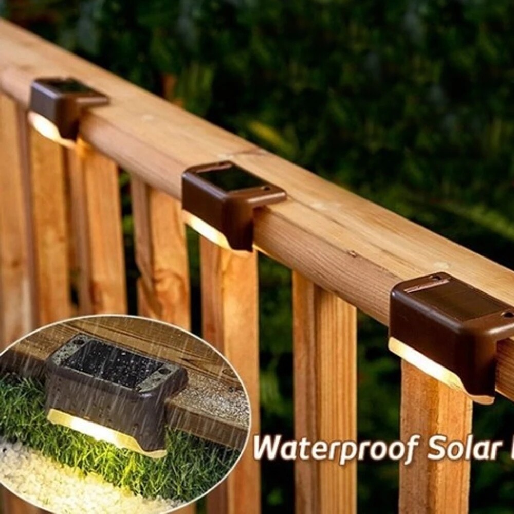 4pcs Solar Light Outdoor IP65 Waterproof Courtyard Stair Light Garden Fence Solar Lamp