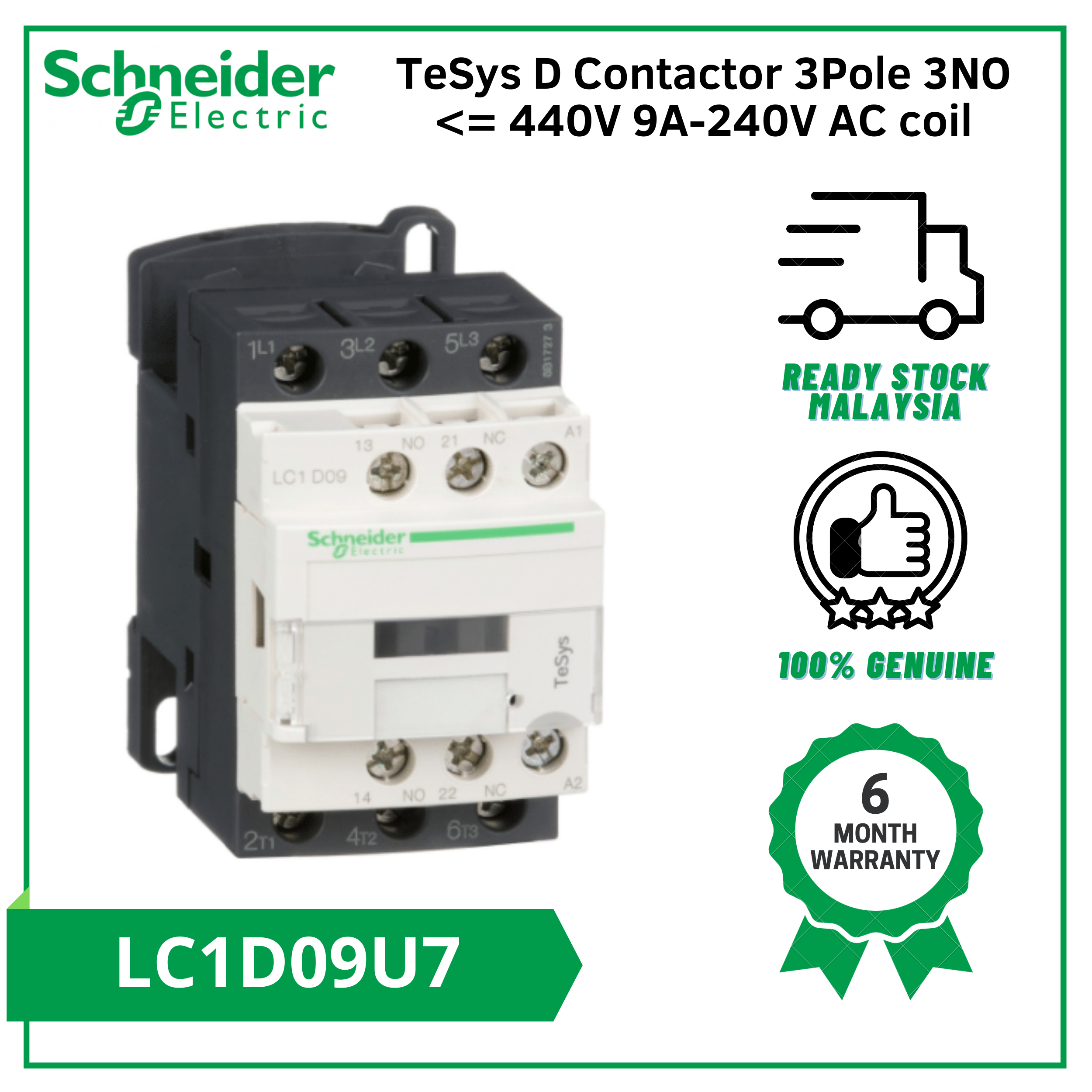 Schneider Electric Magnetic Contactor LC1D09U7 