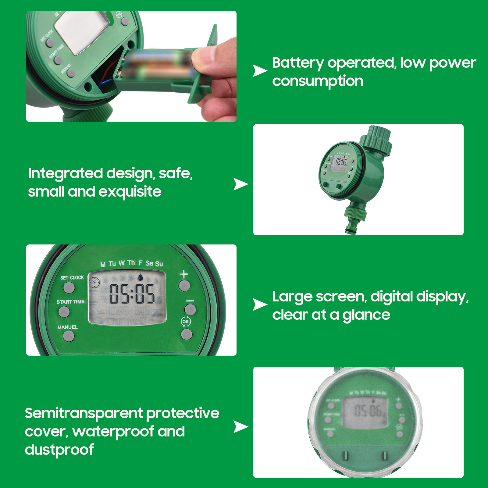 Meterk Digital Automatic Watering Timer Programmed Garden Irrigation Timer Battery Operated Intelligent Water Irrigation Controller for Lawn Farmland Courtyard Greenhouse