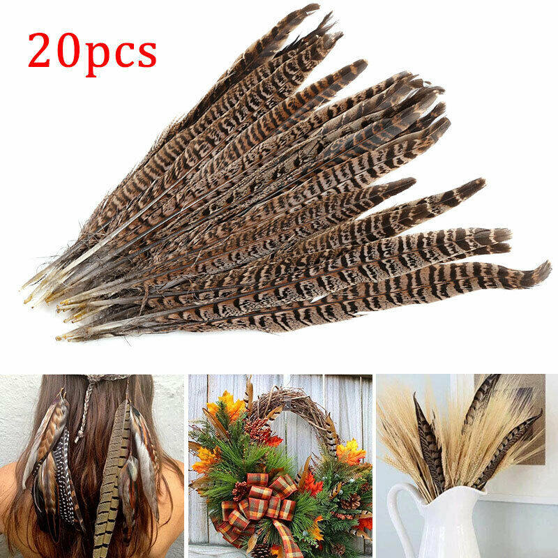 Bokali 20pcs natural pheasant tail feathers 25-30cm fly craft hat arts party decoration