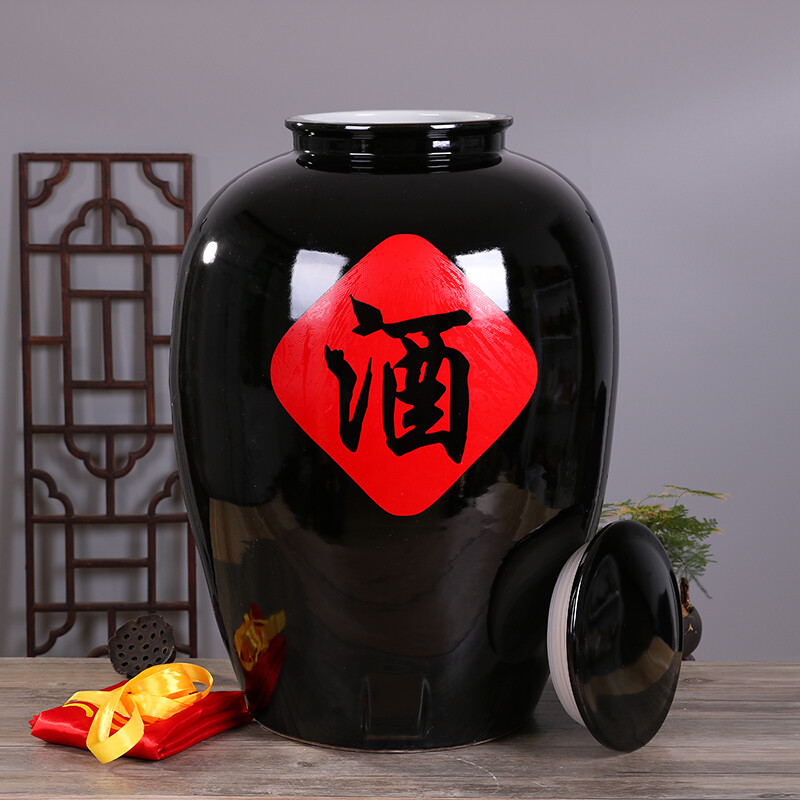 Jingdezhen ceramic jars 10 kg, 50 kg, 100 kg, 200 kg loaded with liquor jars, home black jars