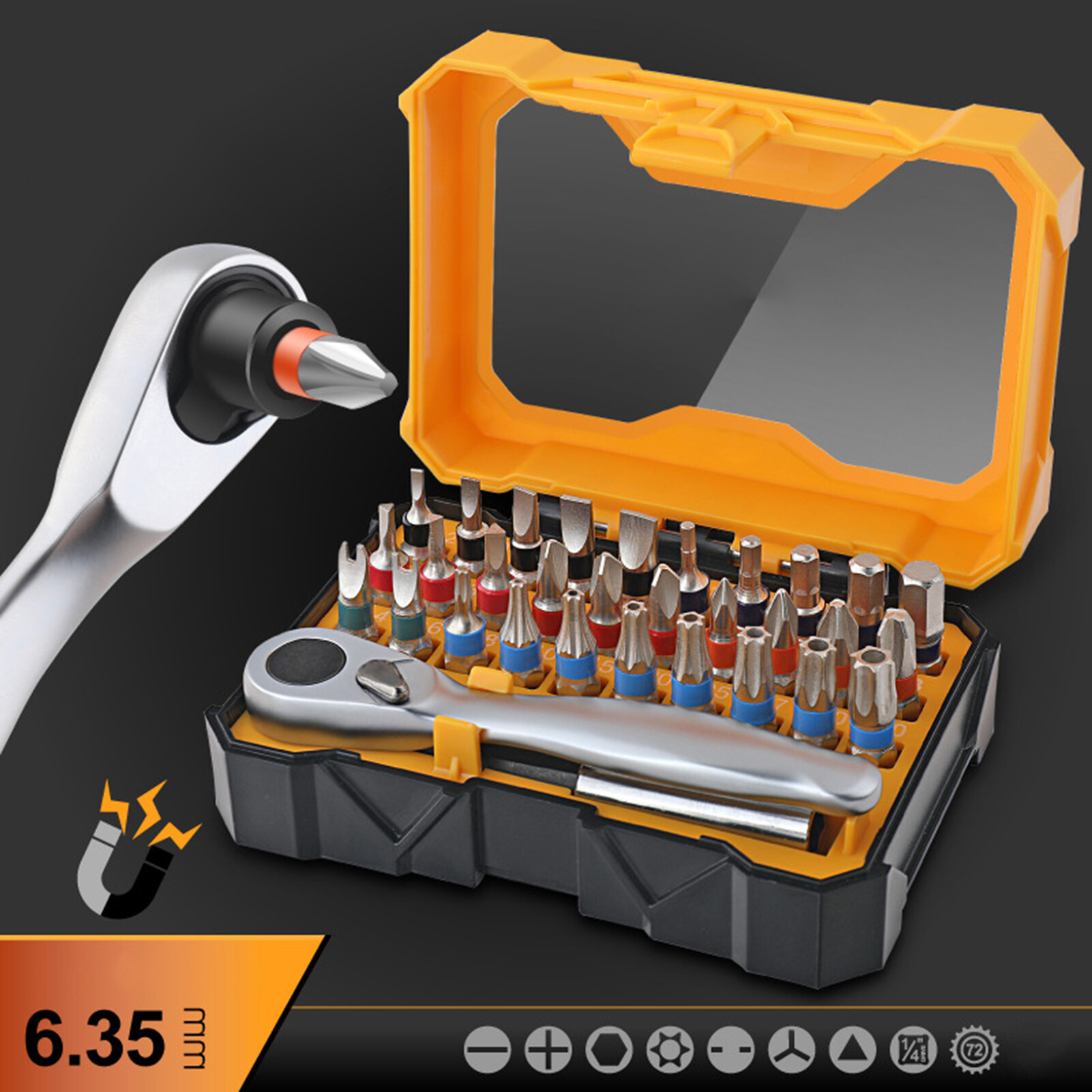 Farfi 1 Set Screwdriver Set Hardware Tool 32 in 1 One-way Cross Screwdriver Bits Head Workshop Supply Screwdriver Bits Head