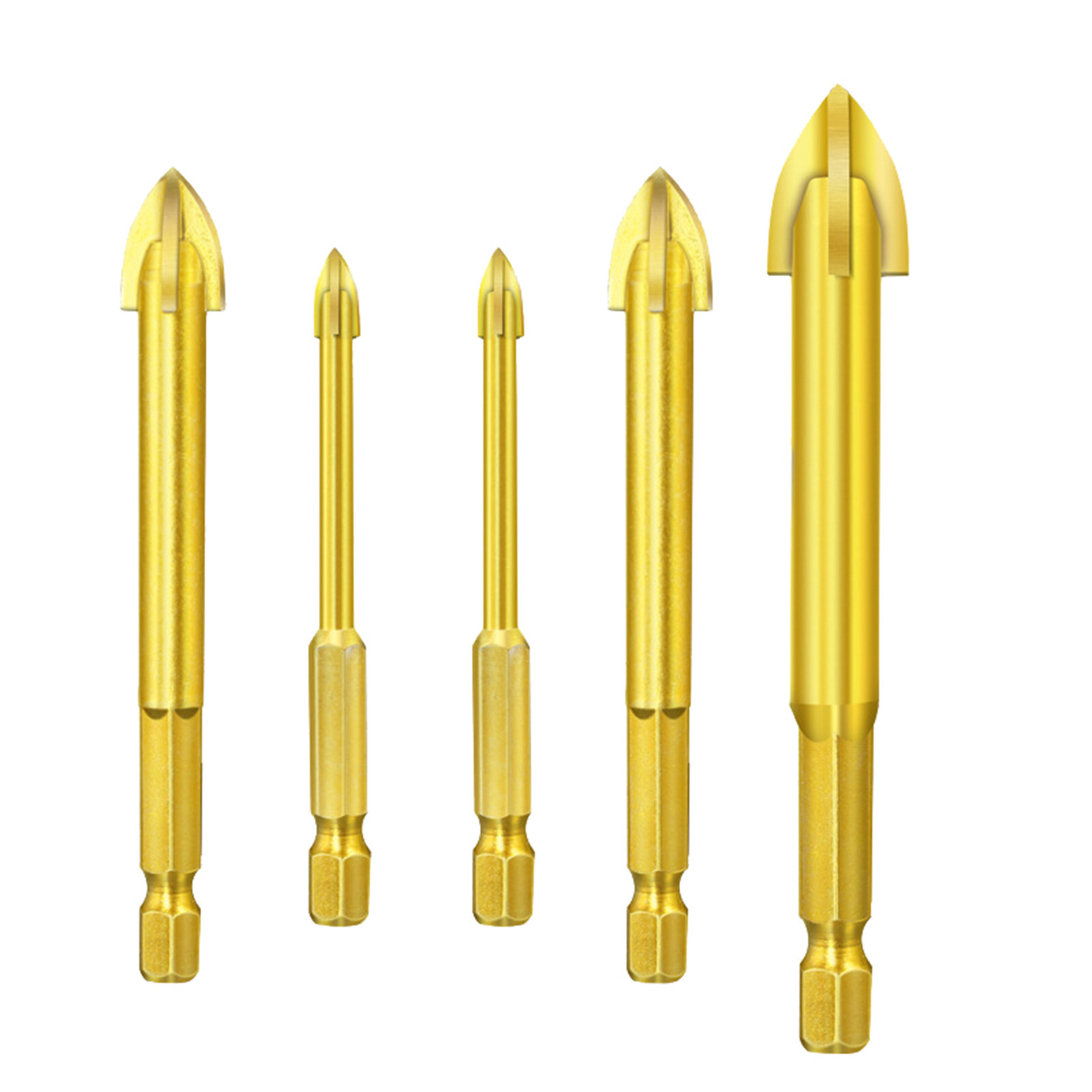 Farfi 5Pcs/Set Drill Bits Rust-Proof Multifunctional Alloy Marble Drill Bit Kit Drilling Tool