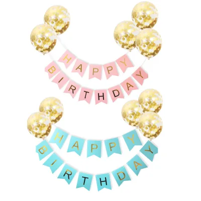 TM 1 Set Simple 12Inch Sequined Balloon Happy Birthday Party Banner Creative Personality Festival Children Birthday Party Decoration