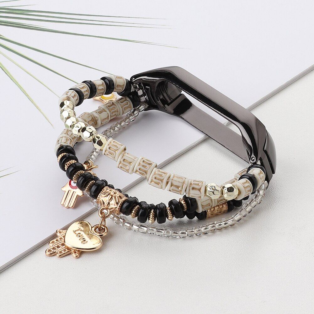 Fashion Beading Watch Strap for Xiaomi Mi Band 8 7 6 5 4 3 Elastic Replacement Bracelet for mi band 7 8 6 5 4 3 Bohemian Wristbands