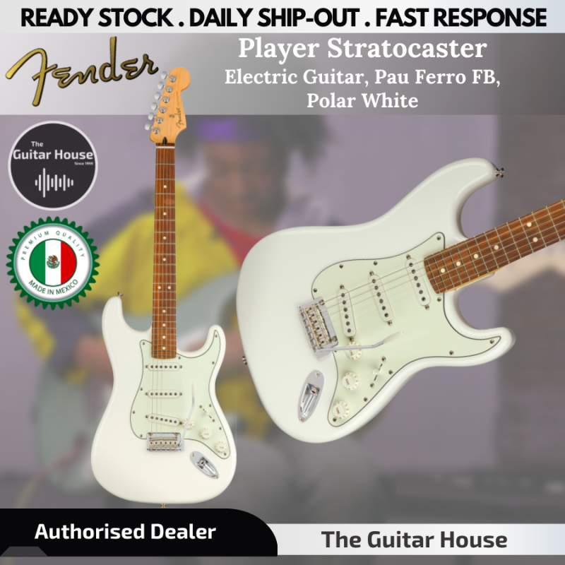Fender Player Stratocaster Electric Guitar, Pau Ferro Fingerboard, Polar White Malaysia