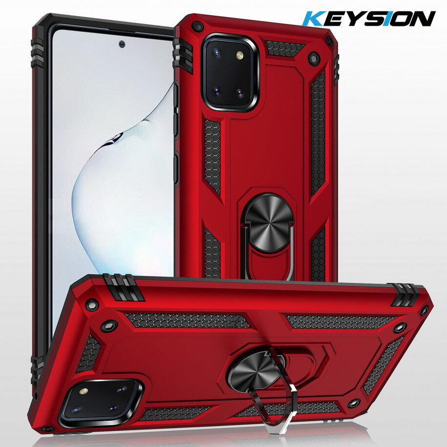 KEYSION Luxury Armor Shockproof Case for Samsung Note 10 Lite Ring Stand Phone Back Cover for Galaxy A81 M60S