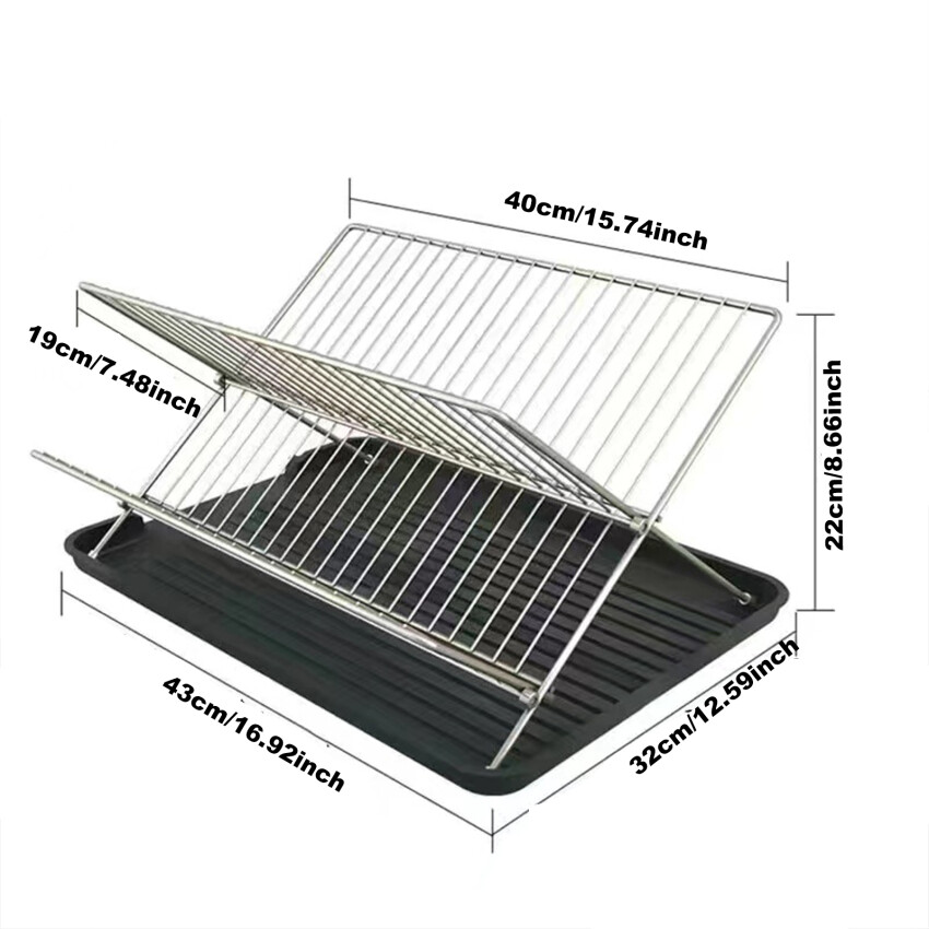 Large Dish Drying Rack M ulti-functional Foldable Cup Drainer 2-Tier Strainer Holder Tray Stainless Steel Kitchen Accessories