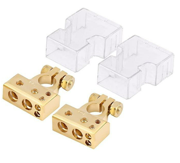 (1 Pair) 4/8 Gauge Gold Auto Car Battery Terminal Terminals bateri