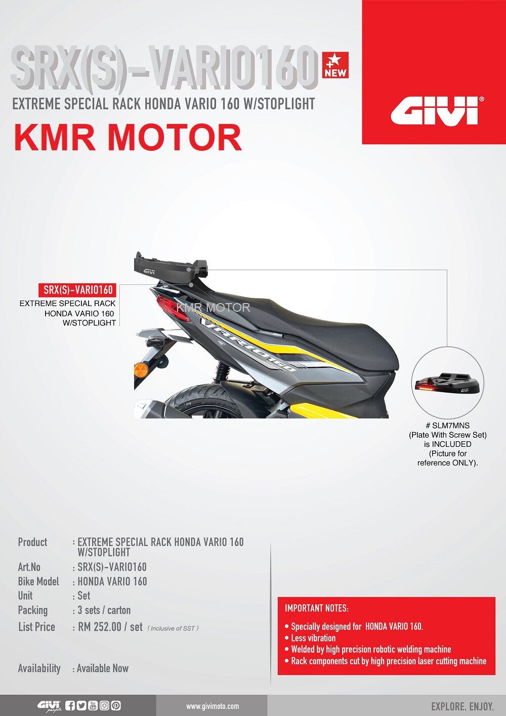 Givi Heavy Duty Rack Honda Vario With Stop Light Srx