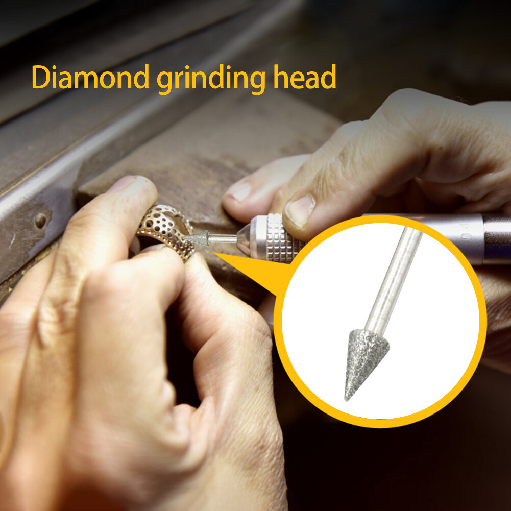 20pcs Diamond Grinding Heads 3mm Shank Mini Bit Set for Rotary Drill Tool
