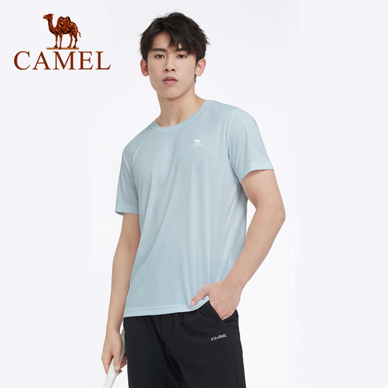 Camel sports quick-drying T-shirt men's spring and summer couple models breathable soft elastic comfortable solid color fitness casual shirt