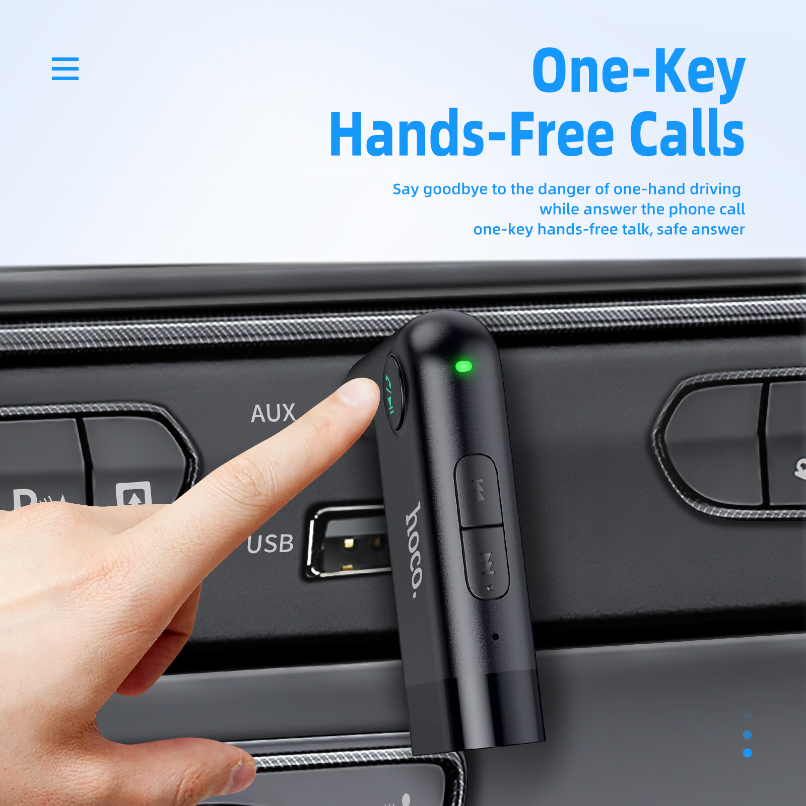 【100% sản phẩm chính hãng】Hoco E53 Đầu nhận Bluetooth Bluetooth không dây 5.0 Bộ chuyển đổi sạc cho xe hơi Di Động Bộ chuyển đổi âm thanh không dây 3.5Mm Aux Với Microphone Cho Xe Hơi/Âm Thanh
