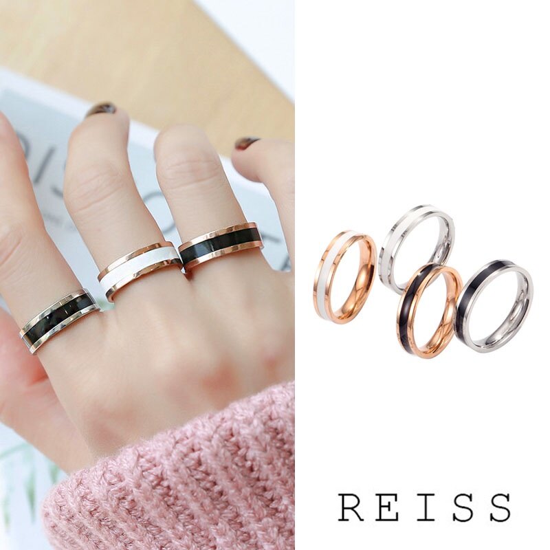 Nhẫn Phong Cách Hàn Quốc Đen Trắng 18K, Dành Cho Cặp Đôi