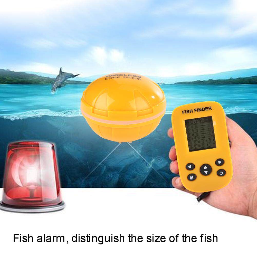 0.6-100 M Kedalaman 125 KHz Tahan Air Portable Sonar Nirkabel Pencari Ikan dengan Layar LCD