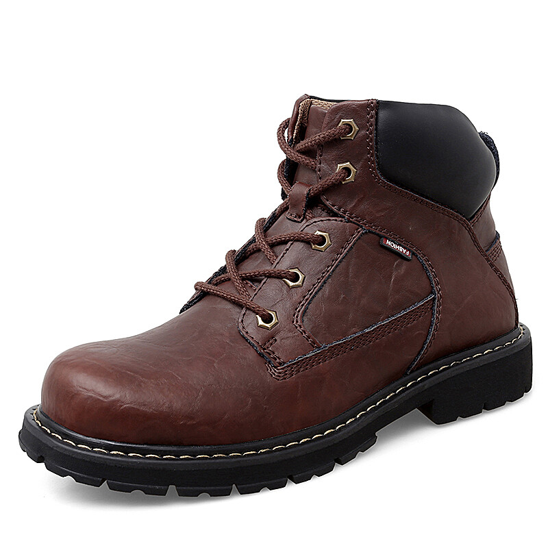 Autumn/Winter Working Boots For Men Black High Top Men Casual Shoes Brand Fashion Motorcycle Boots Genuine Leather Men Boots