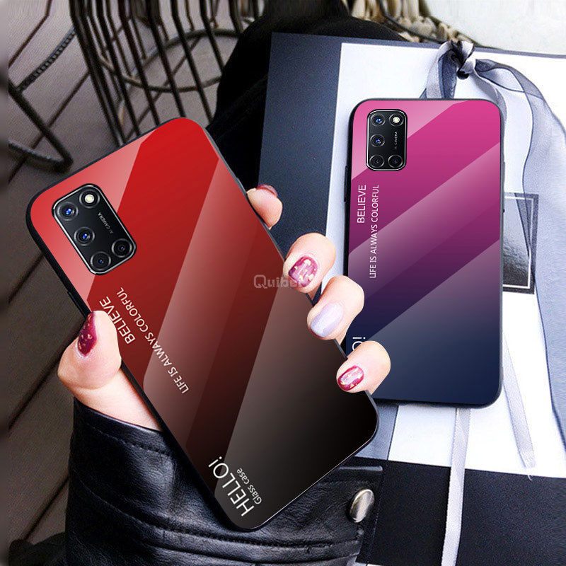Đối Với OPPO A92 Vỏ Kính Đổi Màu Cứng Vỏ Chống Trầy Xước Bảo Vệ Nắp Lưng