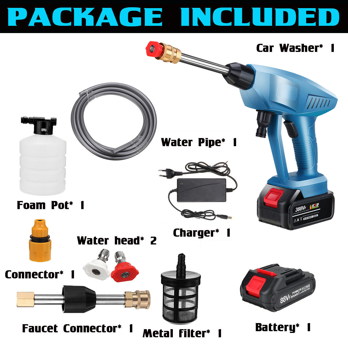 Cordless 600W 24V High Pressure Car Washer Electric Sprayer Foam