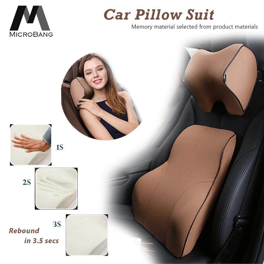 Microbang Car Seat Pillow 2 In 1 Neck Pillow Back Cushion Car