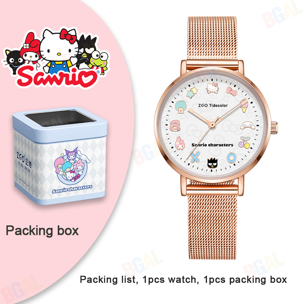 (38.5mm)100% Authentic Hello Kitty Watch for Girls Women Adult Waterproof Watch Quartz Watch Fashion Wristwatch Ladies Watches Clear Luminous Scratch Resistant Hellokitty Kids Watch Girl's Birthday Gift 2081