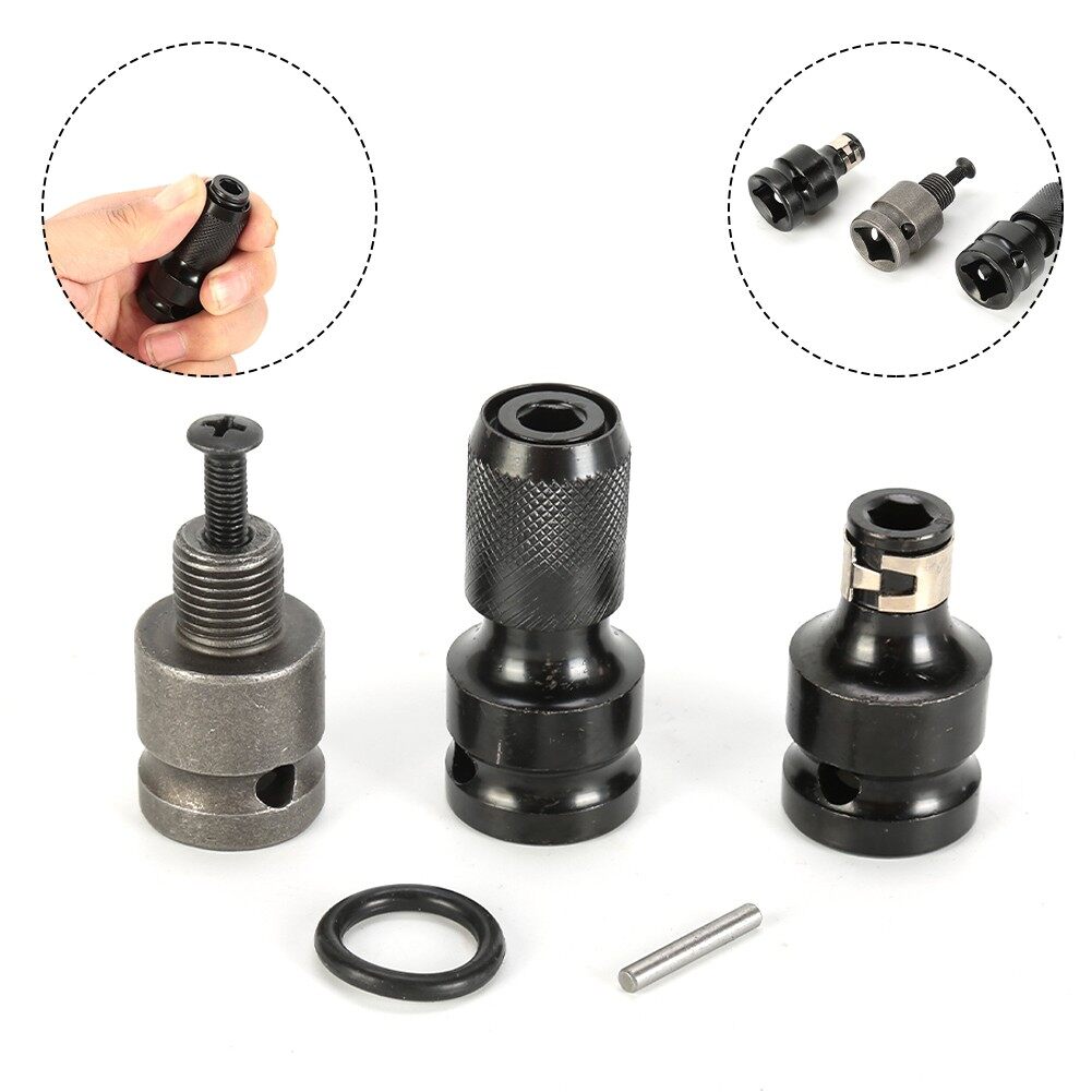 3x Soket Chuck Bor Hex 1/2 Inci, Alat Konverter Adaptor untuk Kunci