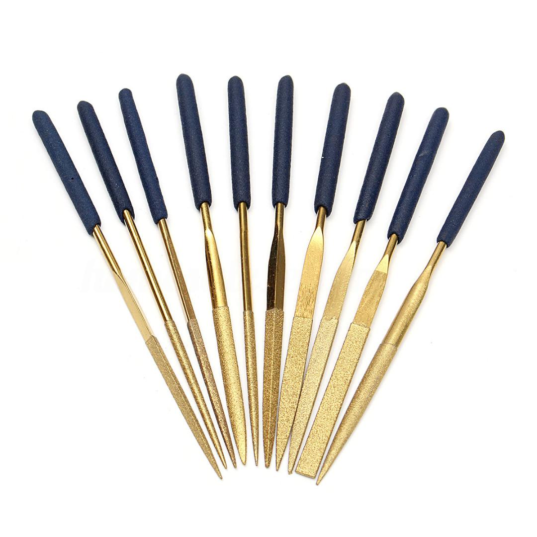 10Pcs Metal Titanium Diamond Coating Needle Flat File Set Working Craft Tools