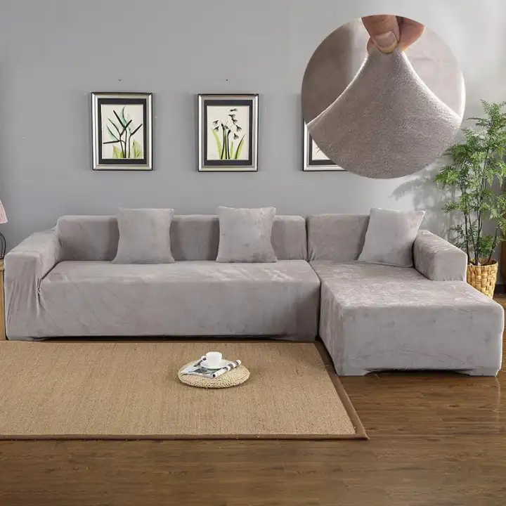 Velvet 2pcs Covers For Corner Sofa Living Room L Shaped Couch Corner Sofa Living Room L Shaped Couch