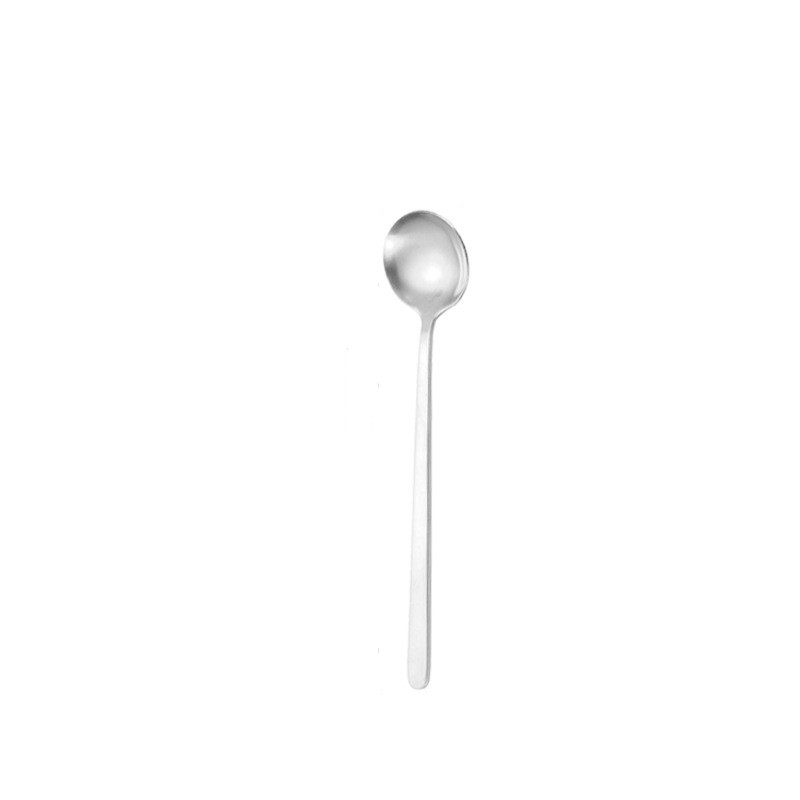 410 Stainless Steel Long Handle Coffee Spoon Korean Style Round Head Spoon Honey Dessert Mixing Spoon
