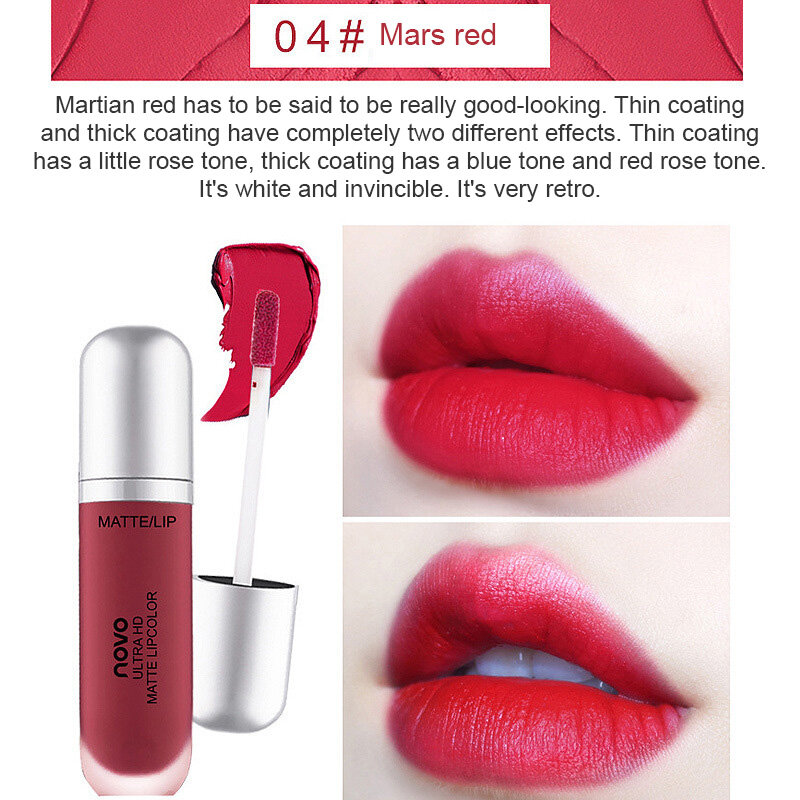 Bilian ลิปสติกเหลว 【NEW】Net red makeup NOVO cream ice cream velvet lip glaze student moisturizing moisturizing lip gloss matte lip glaze Good adhesion