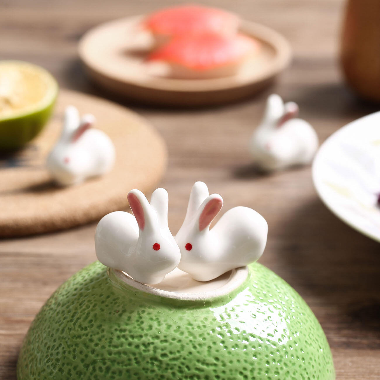 CNMF Rabbit Chopstick Holder Creative Ceramic Tableware Rack Kitchen Accessories