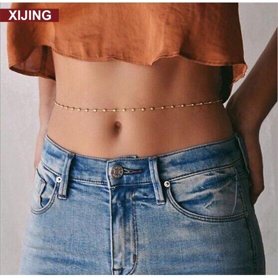 Women Bikini Body Chain Waist Gold Belly Beach Harness Slave Necklace Jewelry