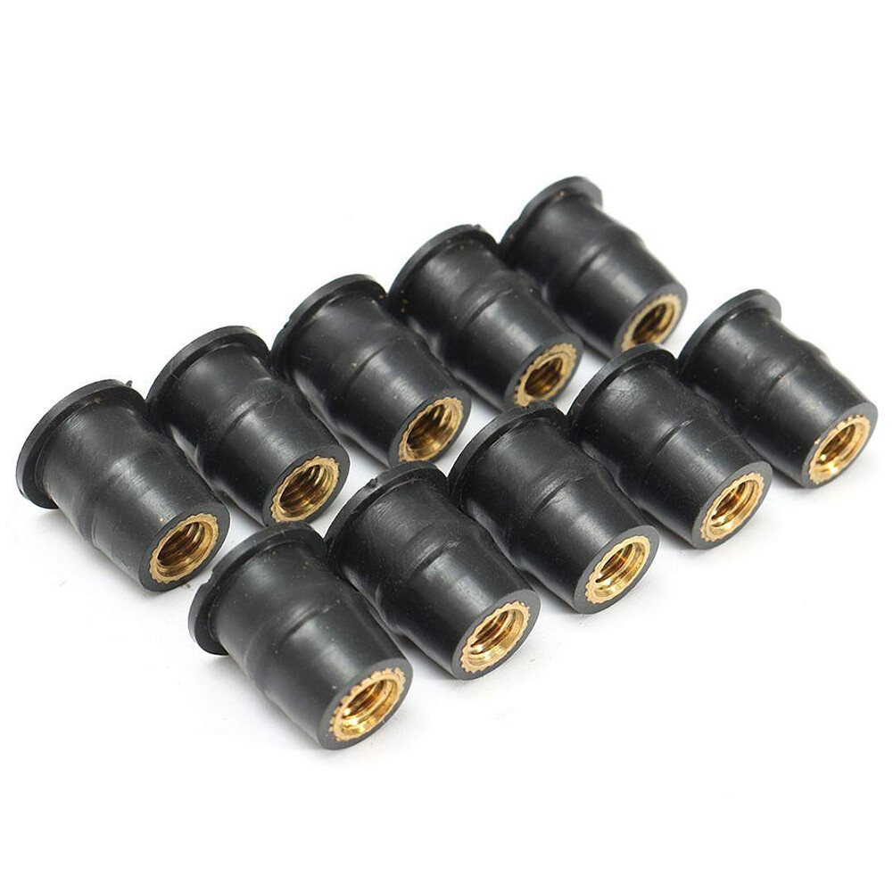 JaneDream 10pcs/pack Motorcycle Universal Modified Windshield Rubber Nuts Bolts Screws M5 M6 Fasteners For Kayaking Rubber Well ATV